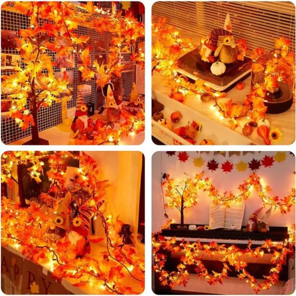 Fall Decorations for Home 9FT Plug in Thanksgiving Lights Lighted Fall Garland